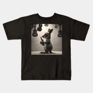 Baby Kangaroo playing a sax Kids T-Shirt